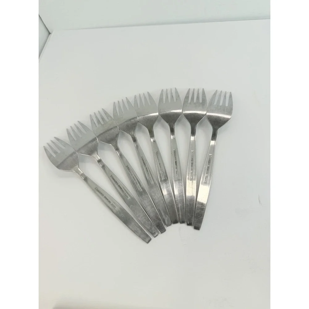Rogers Co Stanley Robert's La Spana Salad Forks Stainless Floral Lot Of 8